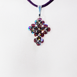 Pendant 30cm - Theophanie-Purple Suedine - Pendant 30cm - Laiton argenté